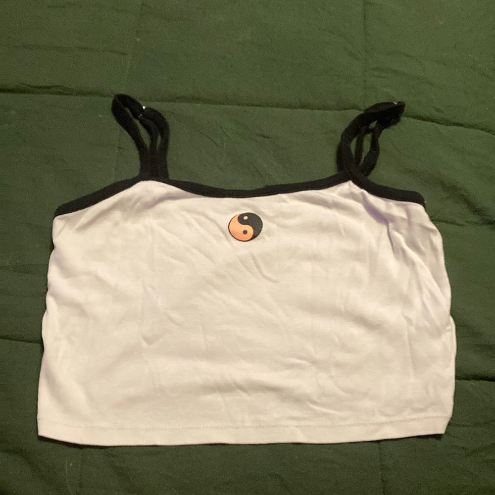 White Yin and Yang Cropped top